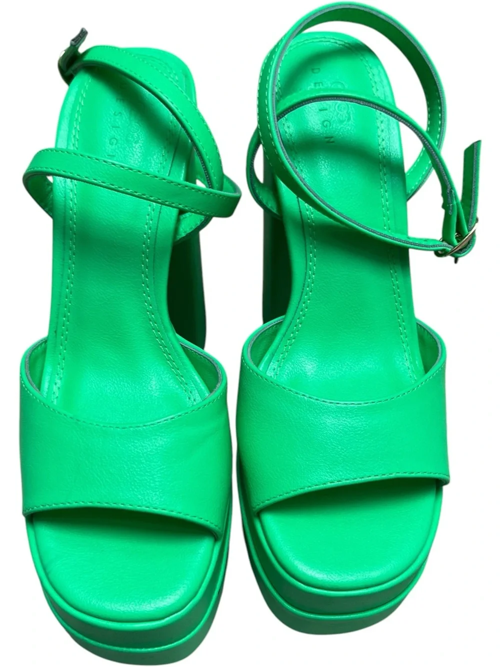 ASOS Bright Green High Platform Block Heel Sandals